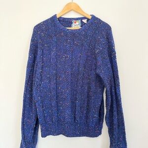 Vintage Blue Knit with Multicolor Speckles
